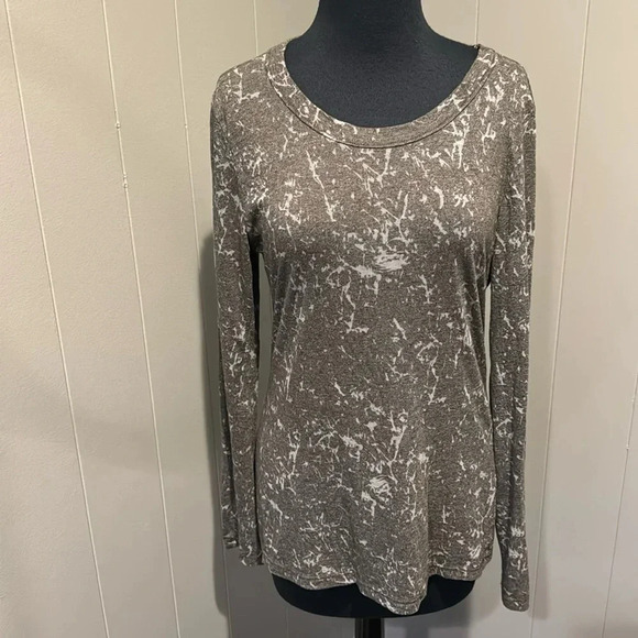 Michael Stars gray scratch burnout pattern long sleeve crewneck tee. One size. - Picture 1 of 6